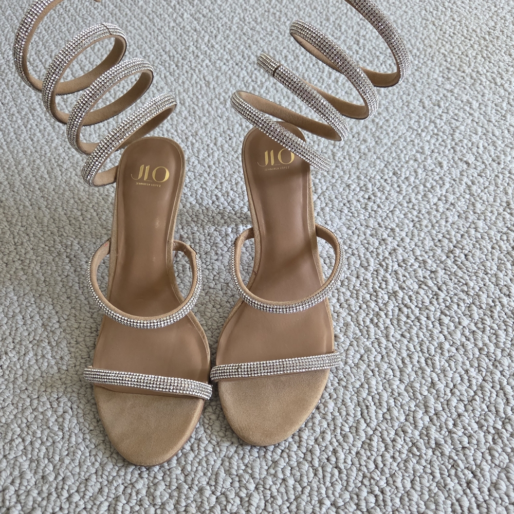 Stylish Tan Strappy Wedgr by Jennifer Lopez